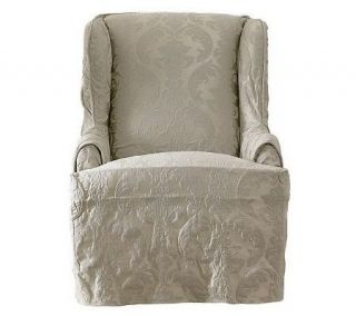Sure Fit Matelasse Damask Wing Chair Slipcover —