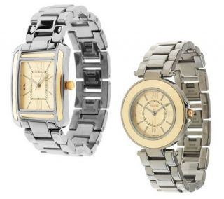 Vicence Chrome Ceramic Link Bracelet Watch 14K Gold 