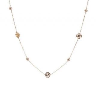 EternaGold 18 Cultured Pearl Flower Station Necklace, 14K —