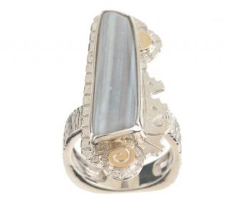 Myron Panteah Elongated Freeform Agate Textured Ring, Sterling 14K