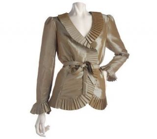 Victor Costa Occasion Iridescent Blouse with Belt —