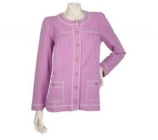 As Is Sport Savvy French Terry Button Front Jacket   A232519