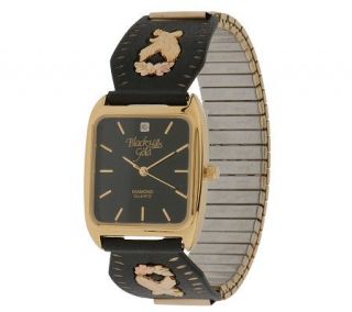 Black Hills Goldtone Mens Expandable Eagle Watch 10K/12K Gold