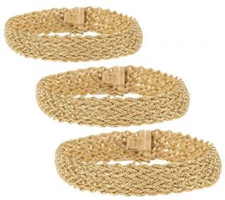 Bold Intricate Woven Rope Bracelet 14K Gold