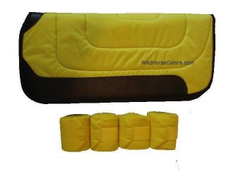Yellow Aire Grip Western Saddle Pad 30x30 Yellow Polo Wraps New