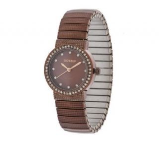 Gossip Mother of Pearl Dial Crystal Accent Expansion Watch —