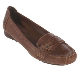 Bare Traps Leather Moccasins with Flower Detail —