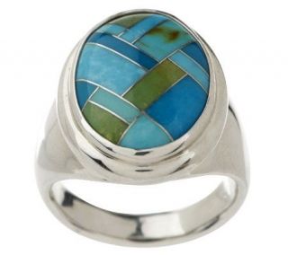 Sterling Colors of Turquoise Channel Inlay Ring —