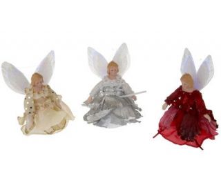 Set of 3 Fiber Optic Angel Ornaments —
