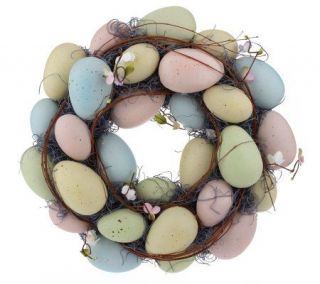 18 Moss Wreath withPastel Eggs Floral Blossoms and Grapevine by 
