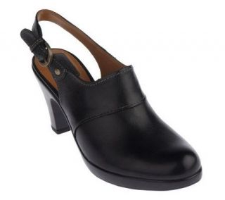 Clarks Leather Platform Slingback Shoes w/Adj. Buckle —