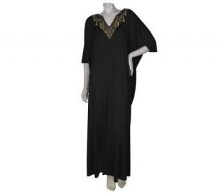 Joan Rivers Petite Length Gold Embroidered Caftan —