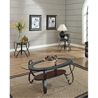 This Ingo cherry finish 3 piece coffee and end table set features