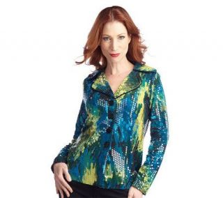 George Simonton Notch Collar Printed Jacket with Paillettes   A202977