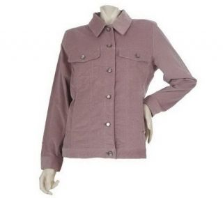 Denim & Co. Stretch Corduroy Button Front Jacket —