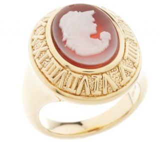 Cameo and Roman Numeral Oval Ring 14K Gold —
