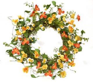20 Yellow and Orange Wild Blossom Wreath by Valerie —