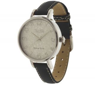Ecclissi Sterling Large Case Leather Strap Watch —