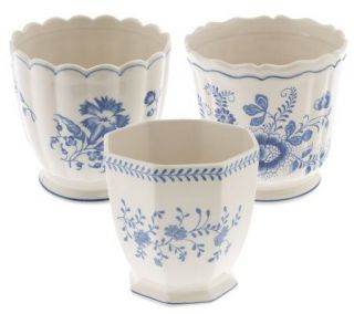 WilliamsburgHom Set of Three Handpainted Porcelain Planter Pots