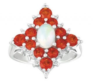 Sterling Ethiopian Opal, Diamond Accent & FireOpal Ring   J303423