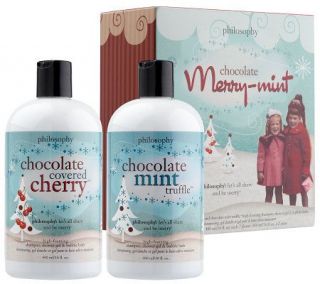 philosophy merry mint chocolate box 3 in 1 shower gel duo, 16 oz 