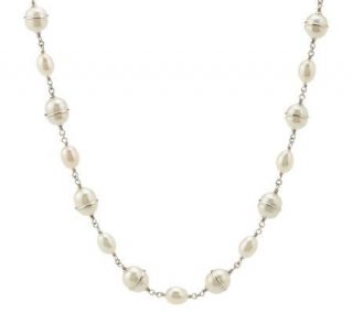 Honora Cultured Pearl 18 Saturn Station Sterling Necklace —