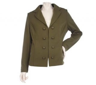 Susan Graver Soho Ponte Jacket with Gold toned Buttons   A216930