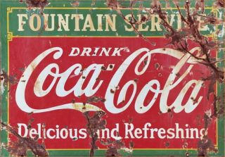Vintage Coke Sign Poster Mini Mounted Dollhouse Picture
