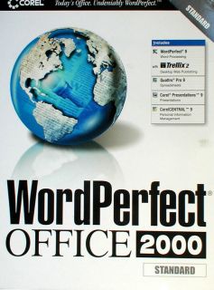 WordPerfect 9 9 0 Corel Office 2000 Standard 1351 Retail Box Overnight