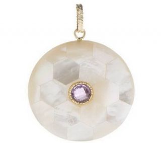 VicenzaGold Mosaic Mother of Pearl GemstonePendant 14K Gold — 
