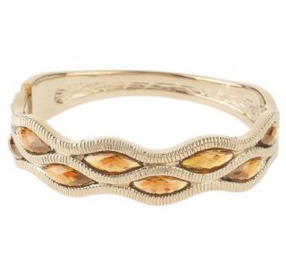 Large Marquise Gemstone Textured Bangle Bracelet, 14K —