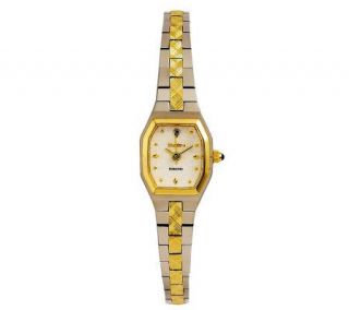 Elgin Two tone Ladies Squared Watch with Mother of Pearl Dial