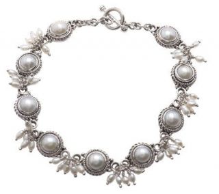 Novica Sterling Artisan Crafted Cultured Pearl Moon & Stars Bracelet 