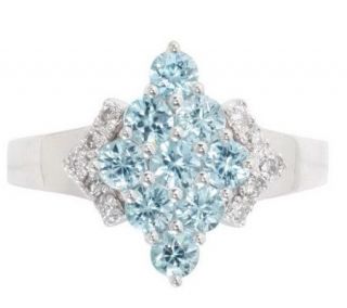 30 cttw Blue Zircon & 1/10 cttw Diamond Ring,14K Gold —