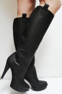 YSL Yves Saint Laurent Coleen Leather Knee High Platform Boots 40