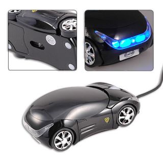 Black Sport Car USB Wired Laptop Computer Optical Mouse