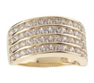 Diamonique 1.55 ct tw 4 Row Channel Set Band Ring 14K Gold —