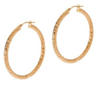 EternaGold 1 1/2 Diamond Cut Hoop Earrings 14K Gold   J272228