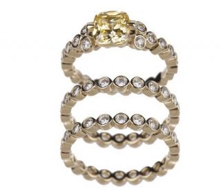 Erica Courtney Diamonique Molly Ring Set Sterling or 14K Gold Clad 