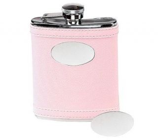 Pink Stainless Steel Faux Leather Flask   H348737