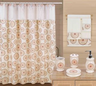 Modern 20 Pc Bathroom Ceramic, Towel, Shower Curtain Set  SISSY