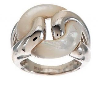 Honora Carved Mother of Pearl Status Link Sterling Ring —