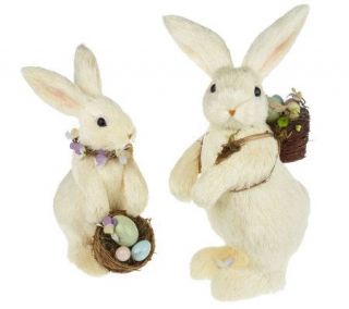 Set of 2 Sugared White Bunnies by Valerie —