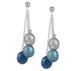 Honora Sterling Cultured Pearl Triple Drop Dangle Earrings —