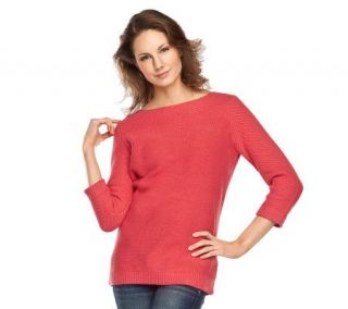 Liz Claiborne New York Mixed Stitch 3/4 Sleeve Sweater —