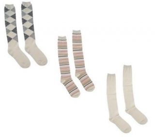 Passione Set of 3 Luxury Cashmere Blend Knee High Socks —