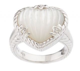 Judith Ripka Sterling Carved Mother of Pearl Heart Ring —