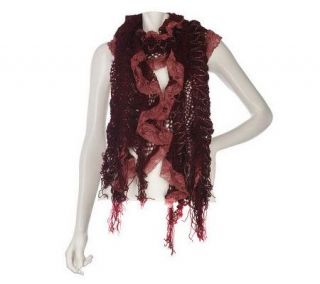 Collection XIIX Ruffle Lace Muffler with Fringe —