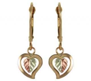 Black Hills Dangling Hearts Lever Back Earrings, 10K/12K Gold