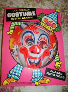 Collegeville Vintage Clown Mask Costume w Box Halloween Michael Myers